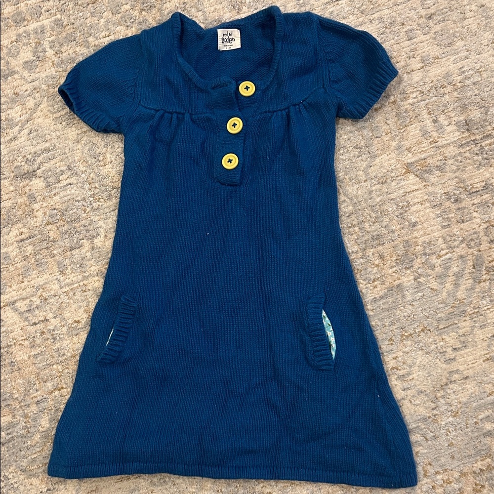 Mini Boden Blue Dress with Yellow Buttons